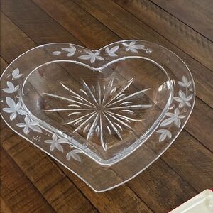 Heart-Shaped Etched Glass Dish - Clear